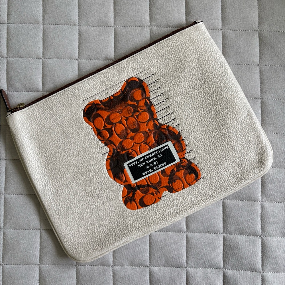 Coach White and Orange Tablet Case/Pouch/Clutch